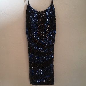 Sequin blue/black mini dress.